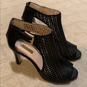Black high heel open booties